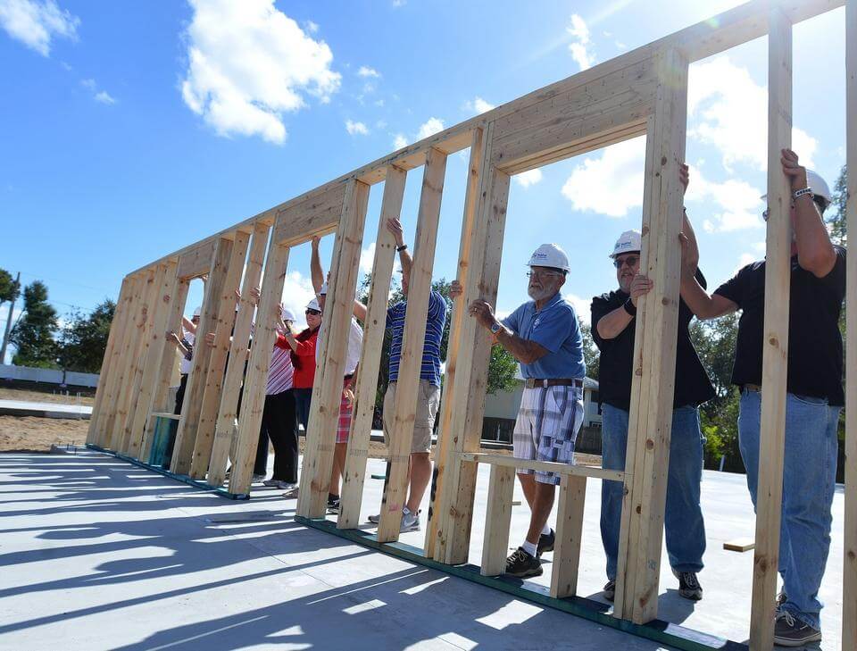 wall raising at the Veterans Village Ground Breaking